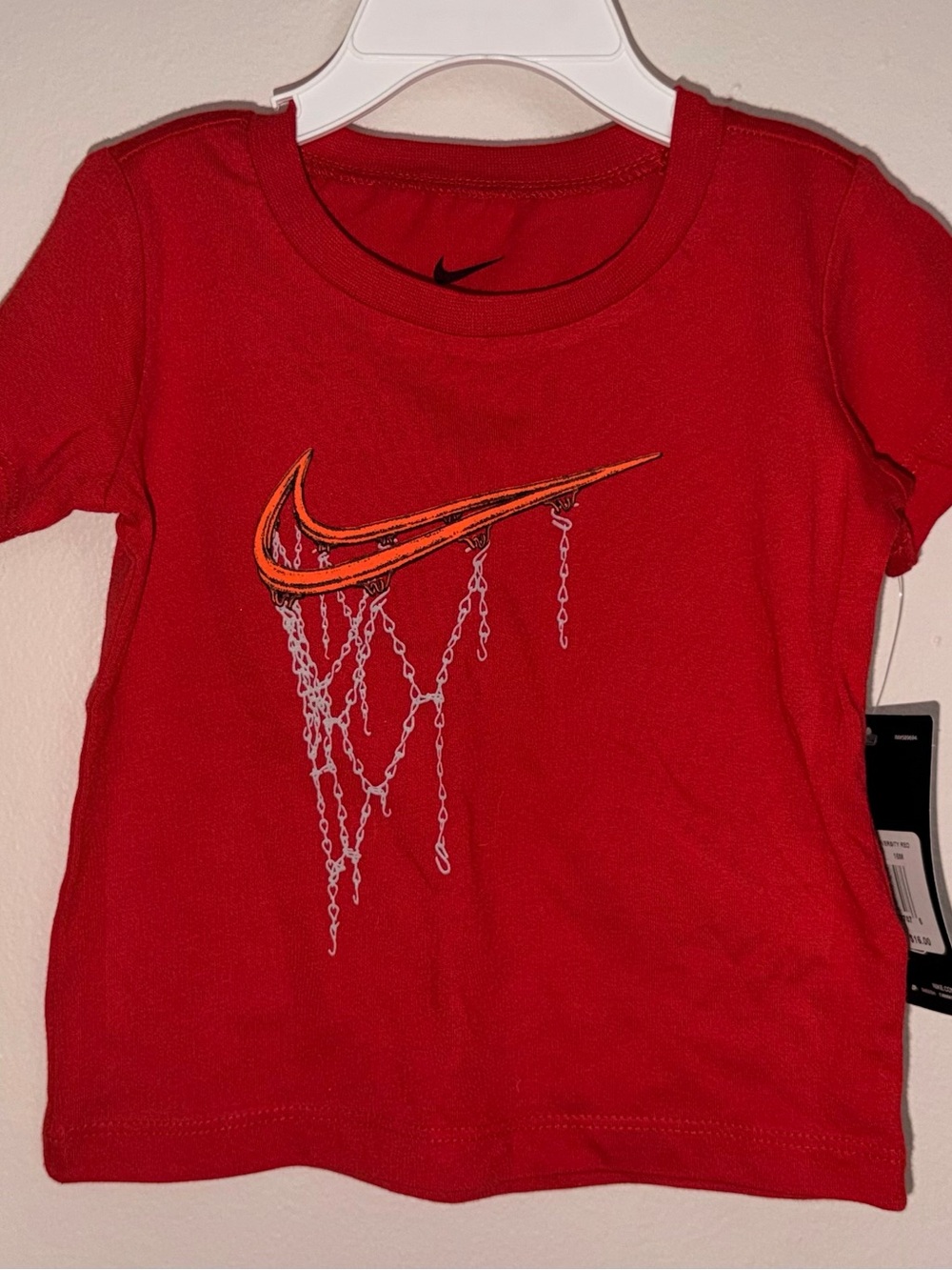 Nike Red Short-Sleeve Tee with Orange Accent Swoosh